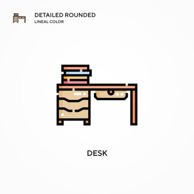 Masa vektör simgesi. Modern vektör illüstrasyon kavramları. Düzenlemesi ve kişiselleştirmesi kolay.