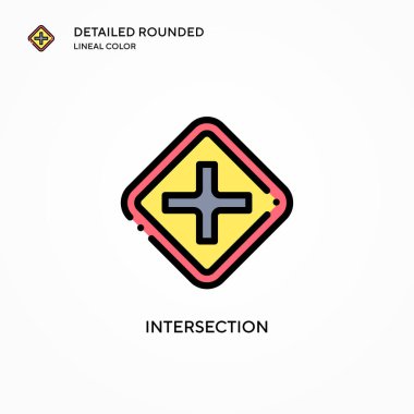 Kesişme vektörü simgesi. Modern vektör illüstrasyon kavramları. Düzenlemesi ve kişiselleştirmesi kolay.