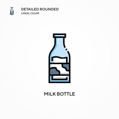 Süt şişesi vektör simgesi. Modern vektör illüstrasyon kavramları. Düzenlemesi ve kişiselleştirmesi kolay.