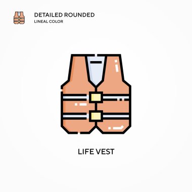 Can yeleği vektör simgesi. Modern vektör illüstrasyon kavramları. Düzenlemesi ve kişiselleştirmesi kolay.