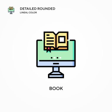 Kitap vektör simgesi. Modern vektör illüstrasyon kavramları. Düzenlemesi ve kişiselleştirmesi kolay.