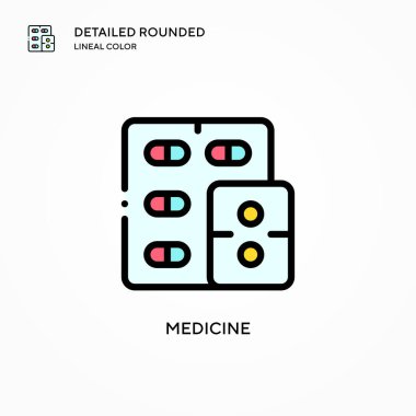 İlaç vektör simgesi. Modern vektör illüstrasyon kavramları. Düzenlemesi ve kişiselleştirmesi kolay.