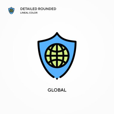 Küresel vektör simgesi. Modern vektör illüstrasyon kavramları. Düzenlemesi ve kişiselleştirmesi kolay.