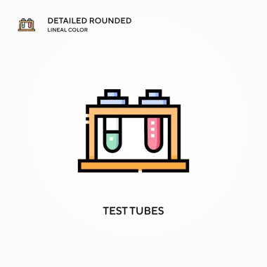 Test tüpleri vektör simgesi. Modern vektör illüstrasyon kavramları. Düzenlemesi ve kişiselleştirmesi kolay.