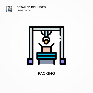 Paketleme vektör simgesi. Modern vektör illüstrasyon kavramları. Düzenlemesi ve kişiselleştirmesi kolay.