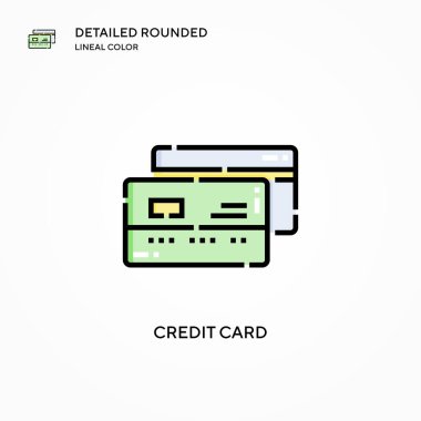 Kredi kartı vektör simgesi. Modern vektör illüstrasyon kavramları. Düzenlemesi ve kişiselleştirmesi kolay.