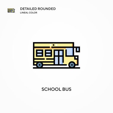 Okul servisi vektör simgesi. Modern vektör illüstrasyon kavramları. Düzenlemesi ve kişiselleştirmesi kolay.