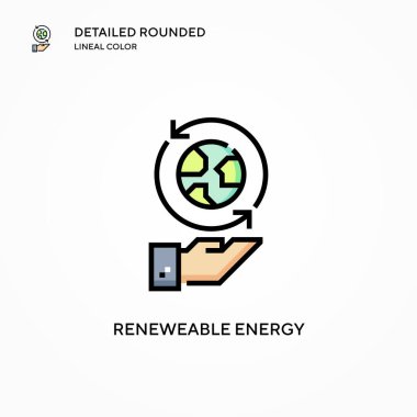 Yenilenebilir enerji vektör simgesi. Modern vektör illüstrasyon kavramları. Düzenlemesi ve kişiselleştirmesi kolay.