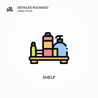 Shelf vektör simgesi. Modern vektör illüstrasyon kavramları. Düzenlemesi ve kişiselleştirmesi kolay.