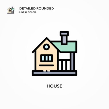Ev vektör simgesi. Modern vektör illüstrasyon kavramları. Düzenlemesi ve kişiselleştirmesi kolay.