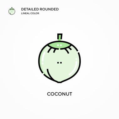 Hindistan cevizi vektör simgesi. Modern vektör illüstrasyon kavramları. Düzenlemesi ve kişiselleştirmesi kolay.