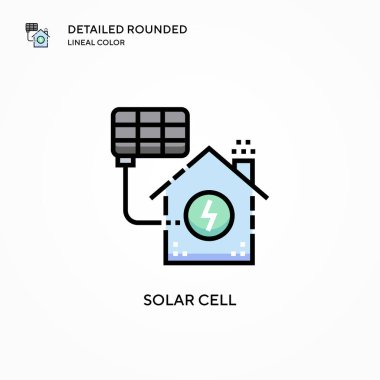 Güneş pili vektör simgesi. Modern vektör illüstrasyon kavramları. Düzenlemesi ve kişiselleştirmesi kolay.