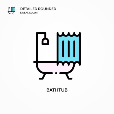 Küvet vektör simgesi. Modern vektör illüstrasyon kavramları. Düzenlemesi ve kişiselleştirmesi kolay.