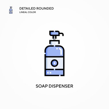 Sabun dağıtıcı vektör ikonu. Modern vektör illüstrasyon kavramları. Düzenlemesi ve kişiselleştirmesi kolay.