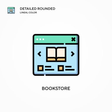Kitapçı vektör simgesi. Modern vektör illüstrasyon kavramları. Düzenlemesi ve kişiselleştirmesi kolay.