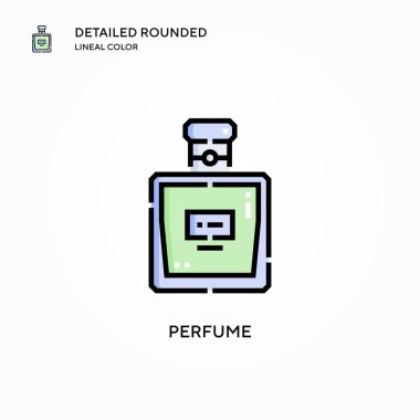 Parfüm vektör simgesi. Modern vektör illüstrasyon kavramları. Düzenlemesi ve kişiselleştirmesi kolay.