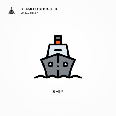 Gemi vektör simgesi. Modern vektör illüstrasyon kavramları. Düzenlemesi ve kişiselleştirmesi kolay.