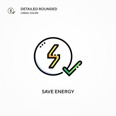 Enerji vektör simgesini kaydet. Modern vektör illüstrasyon kavramları. Düzenlemesi ve kişiselleştirmesi kolay.