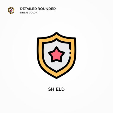 Kalkan vektör simgesi. Modern vektör illüstrasyon kavramları. Düzenlemesi ve kişiselleştirmesi kolay.