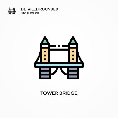 Kule köprüsü vektör simgesi. Modern vektör illüstrasyon kavramları. Düzenlemesi ve kişiselleştirmesi kolay.