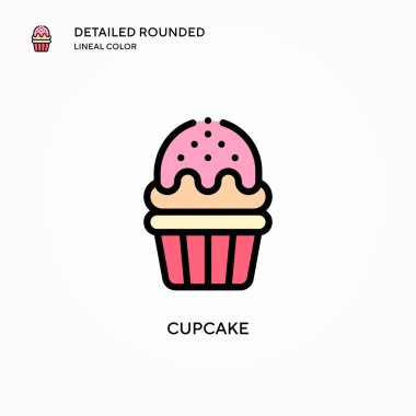 Cupcake vektör simgesi. Modern vektör illüstrasyon kavramları. Düzenlemesi ve kişiselleştirmesi kolay.