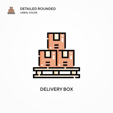 Teslimat kutusu vektör simgesi. Modern vektör illüstrasyon kavramları. Düzenlemesi ve kişiselleştirmesi kolay.
