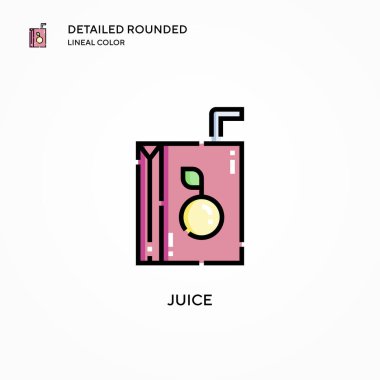 Meyve suyu vektörü ikonu. Modern vektör illüstrasyon kavramları. Düzenlemesi ve kişiselleştirmesi kolay.