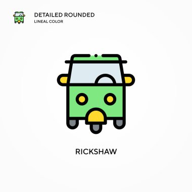 Rickshaw vektör simgesi. Modern vektör illüstrasyon kavramları. Düzenlemesi ve kişiselleştirmesi kolay.