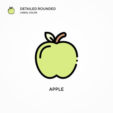 Elma vektör simgesi. Modern vektör illüstrasyon kavramları. Düzenlemesi ve kişiselleştirmesi kolay.