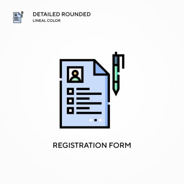 Kayıt formu vektör simgesi. Modern vektör illüstrasyon kavramları. Düzenlemesi ve kişiselleştirmesi kolay.
