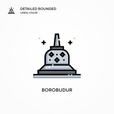 Borobudur vektör simgesi. Modern vektör illüstrasyon kavramları. Düzenlemesi ve kişiselleştirmesi kolay.