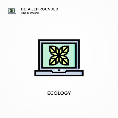 Ekoloji vektör simgesi. Modern vektör illüstrasyon kavramları. Düzenlemesi ve kişiselleştirmesi kolay.
