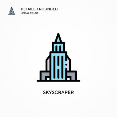 Gökdelen vektör simgesi. Modern vektör illüstrasyon kavramları. Düzenlemesi ve kişiselleştirmesi kolay.