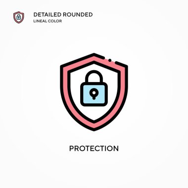 Koruma vektör simgesi. Modern vektör illüstrasyon kavramları. Düzenlemesi ve kişiselleştirmesi kolay.