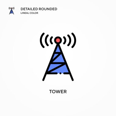 Kule vektör simgesi. Modern vektör illüstrasyon kavramları. Düzenlemesi ve kişiselleştirmesi kolay.