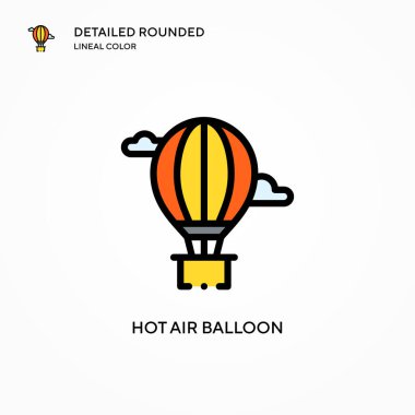 Sıcak hava balonu vektör simgesi. Modern vektör illüstrasyon kavramları. Düzenlemesi ve kişiselleştirmesi kolay.