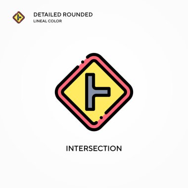 Kesişme vektörü simgesi. Modern vektör illüstrasyon kavramları. Düzenlemesi ve kişiselleştirmesi kolay.
