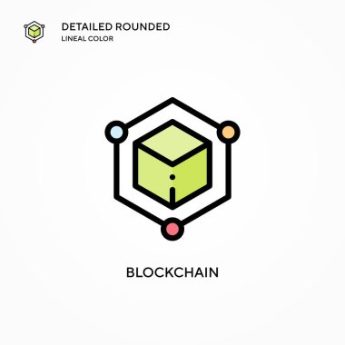 Blockchain vektör simgesi. Modern vektör illüstrasyon kavramları. Düzenlemesi ve kişiselleştirmesi kolay.