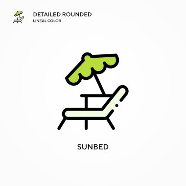 Güneş yatağı vektör simgesi. Modern vektör illüstrasyon kavramları. Düzenlemesi ve kişiselleştirmesi kolay.