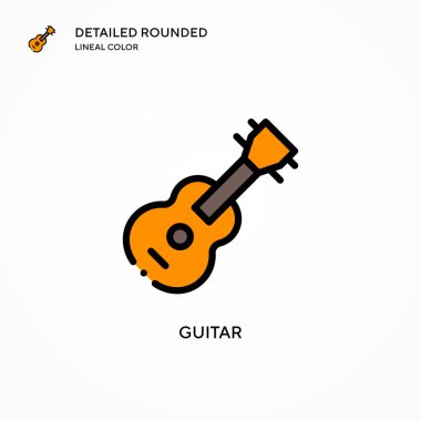 Gitar vektör simgesi. Modern vektör illüstrasyon kavramları. Düzenlemesi ve kişiselleştirmesi kolay.