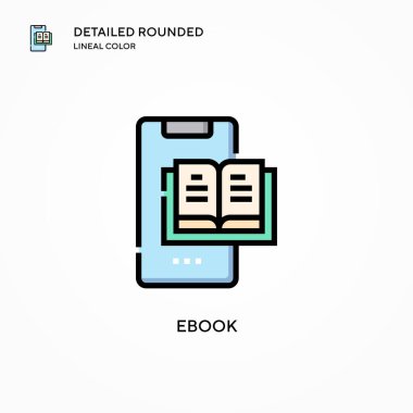Ebook vektör simgesi. Modern vektör illüstrasyon kavramları. Düzenlemesi ve kişiselleştirmesi kolay.