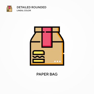 Kağıt torba vektör simgesi. Modern vektör illüstrasyon kavramları. Düzenlemesi ve kişiselleştirmesi kolay.