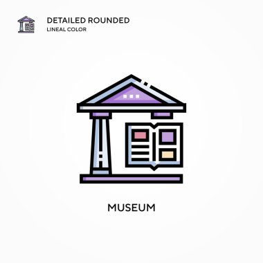 Müze vektör simgesi. Modern vektör illüstrasyon kavramları. Düzenlemesi ve kişiselleştirmesi kolay.