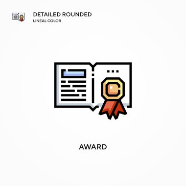 Ödül vektör ikonu. Modern vektör illüstrasyon kavramları. Düzenlemesi ve kişiselleştirmesi kolay.