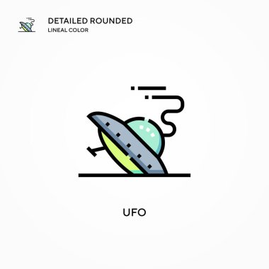 Ufo vektör simgesi. Modern vektör illüstrasyon kavramları. Düzenlemesi ve kişiselleştirmesi kolay.
