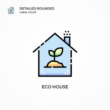 Eko ev vektör simgesi. Modern vektör illüstrasyon kavramları. Düzenlemesi ve kişiselleştirmesi kolay.