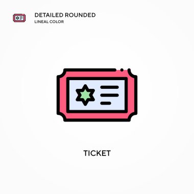 Bilet vektör simgesi. Modern vektör illüstrasyon kavramları. Düzenlemesi ve kişiselleştirmesi kolay.