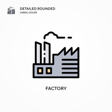 Fabrika vektör simgesi. Modern vektör illüstrasyon kavramları. Düzenlemesi ve kişiselleştirmesi kolay.