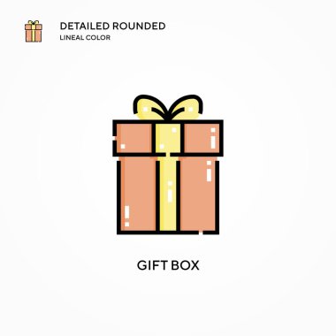 Hediye kutusu vektör simgesi. Modern vektör illüstrasyon kavramları. Düzenlemesi ve kişiselleştirmesi kolay.