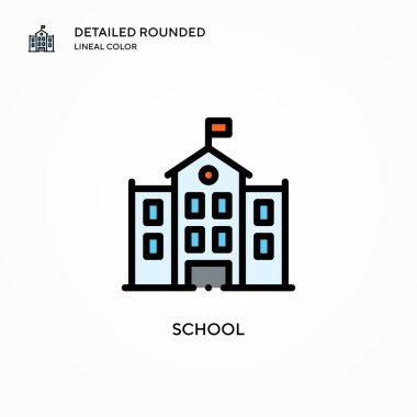 Okul vektör simgesi. Modern vektör illüstrasyon kavramları. Düzenlemesi ve kişiselleştirmesi kolay.